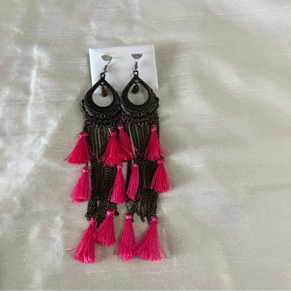 Women Tassel Earrings Long Fringe Drop Statement Bohemian Boho Hanging Dangle 6” - Picture 5 of 5